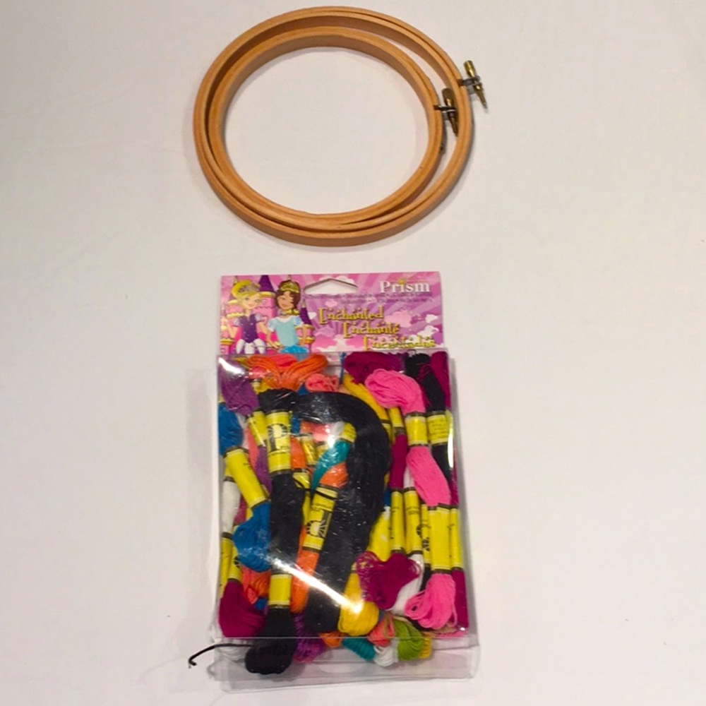 Bundle of Prism Embroidery Thread & 2 Embroidery Hoops